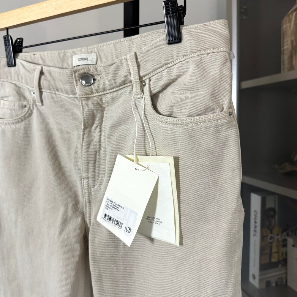 Toteme Cotton Organic Low Taper Slim Leg Smoke Grey Denim Jeans 27 NEW Tan Pants - Picture 3 of 7